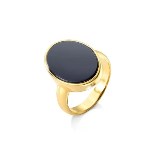 Anel Hematita com Pedra Oval em Design Moderno